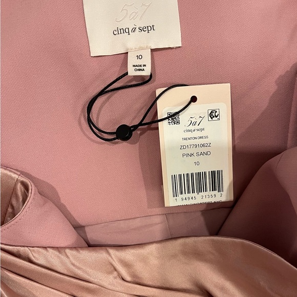 Cinq a Sept : One shoulder Satin and Crepe Dress : Pink Sand : Size 8 (US) - Picture 6 of 8